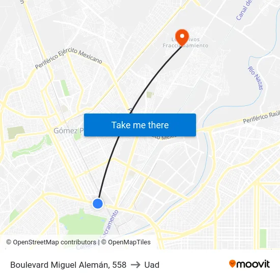 Boulevard Miguel Alemán, 558 to Uad map