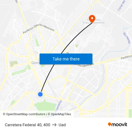 Carretera Federal 40, 400 to Uad map