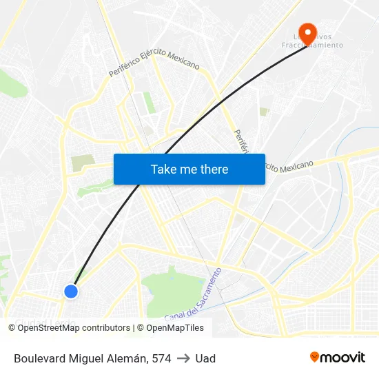 Boulevard Miguel Alemán, 574 to Uad map