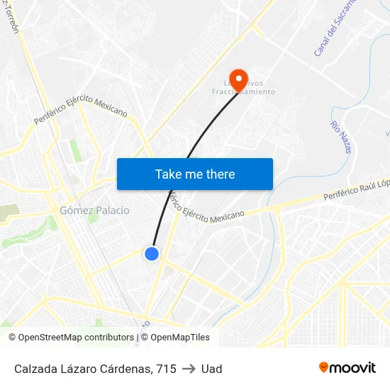 Calzada Lázaro Cárdenas, 715 to Uad map