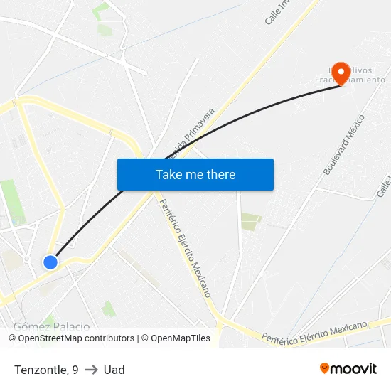 Tenzontle, 9 to Uad map
