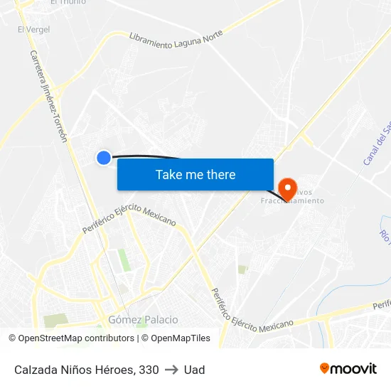 Calzada Niños Héroes, 330 to Uad map