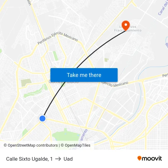 Calle Sixto Ugalde, 1 to Uad map