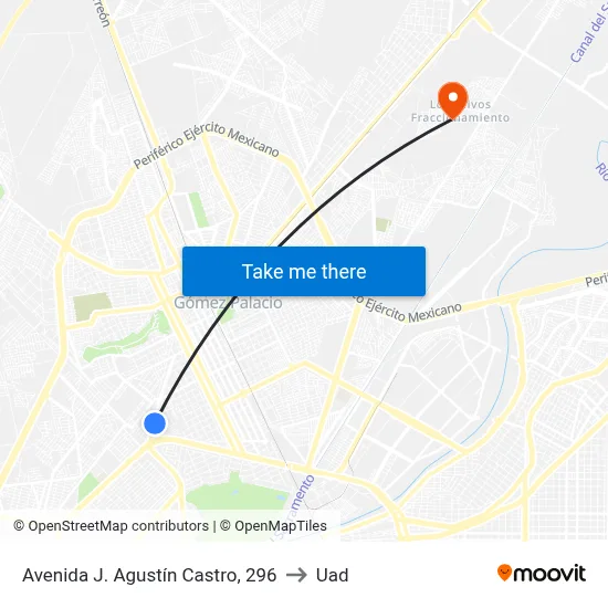 Avenida J. Agustín Castro, 296 to Uad map