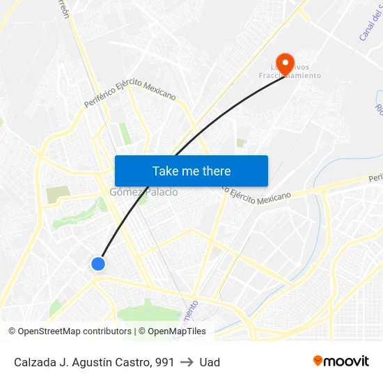 Calzada J. Agustín Castro, 991 to Uad map