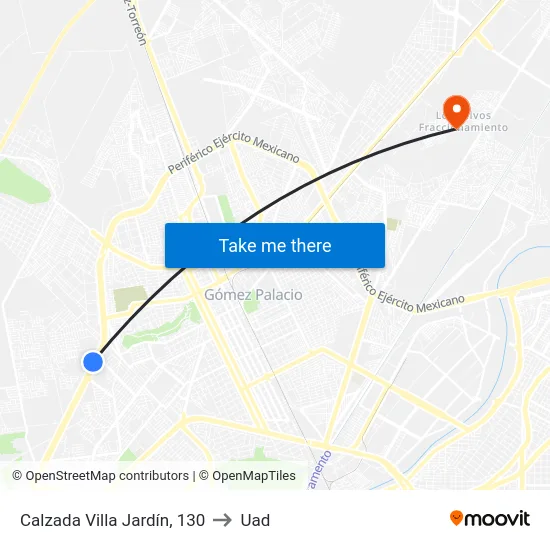 Calzada Villa Jardín, 130 to Uad map