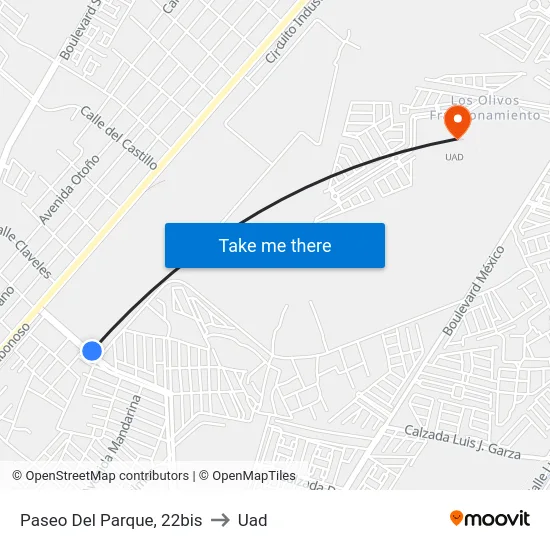 Paseo Del Parque, 22bis to Uad map