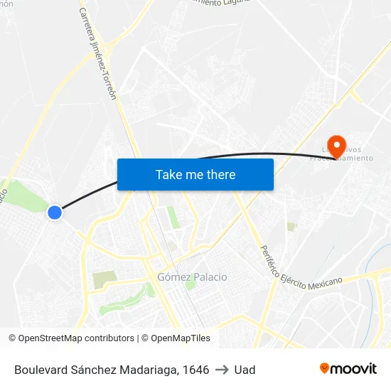 Boulevard Sánchez Madariaga, 1646 to Uad map