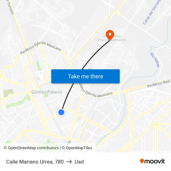 Calle Mariano Urrea, 780 to Uad map