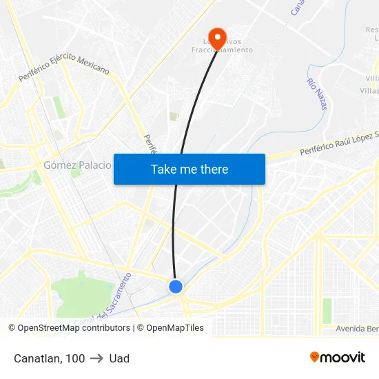 Canatlan, 100 to Uad map