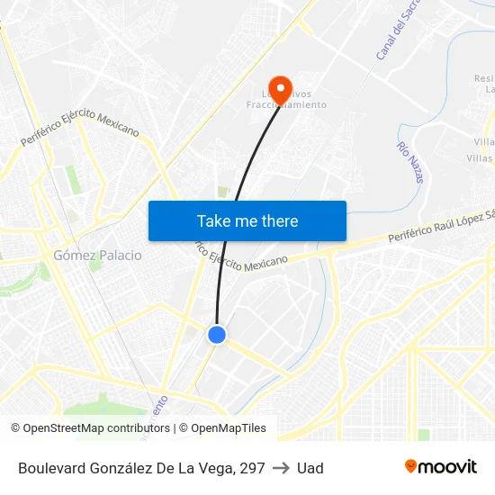 Boulevard González De La Vega, 297 to Uad map