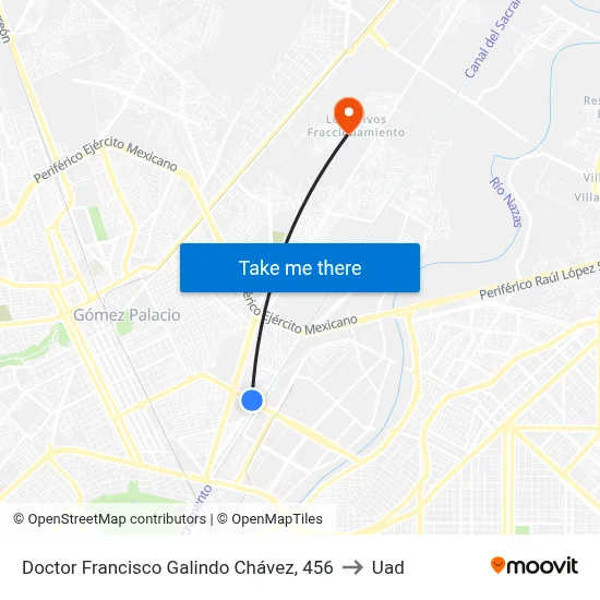 Doctor Francisco Galindo Chávez, 456 to Uad map