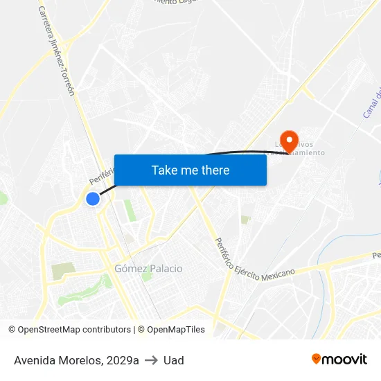 Avenida Morelos, 2029a to Uad map