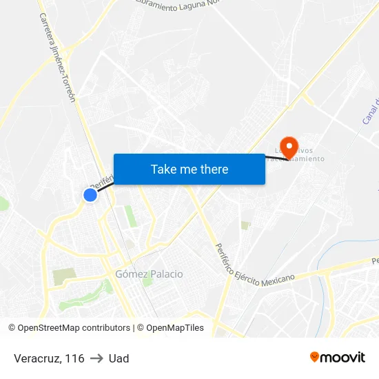 Veracruz, 116 to Uad map