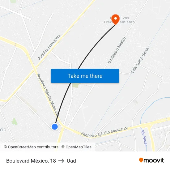 Boulevard México, 18 to Uad map