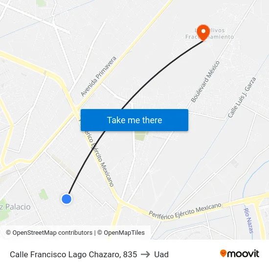 Calle Francisco Lago Chazaro, 835 to Uad map