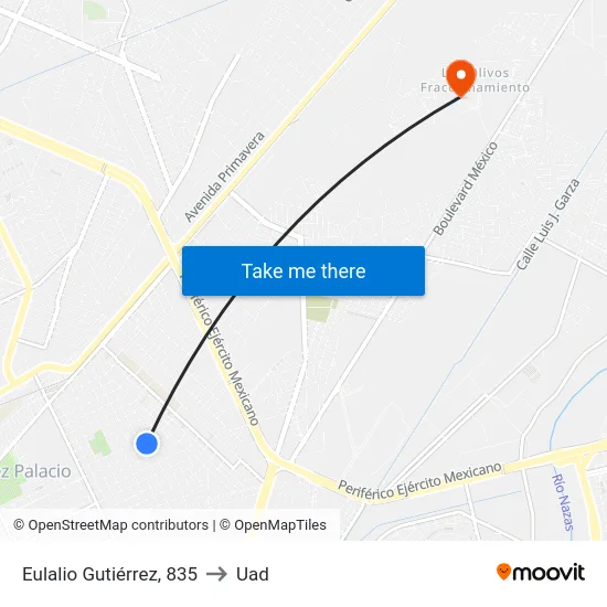 Eulalio Gutiérrez, 835 to Uad map