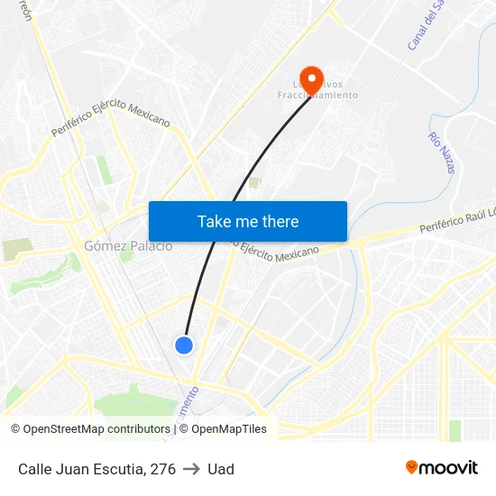 Calle Juan Escutia, 276 to Uad map