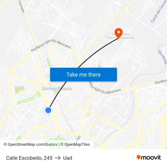 Calle Escobedo, 245 to Uad map
