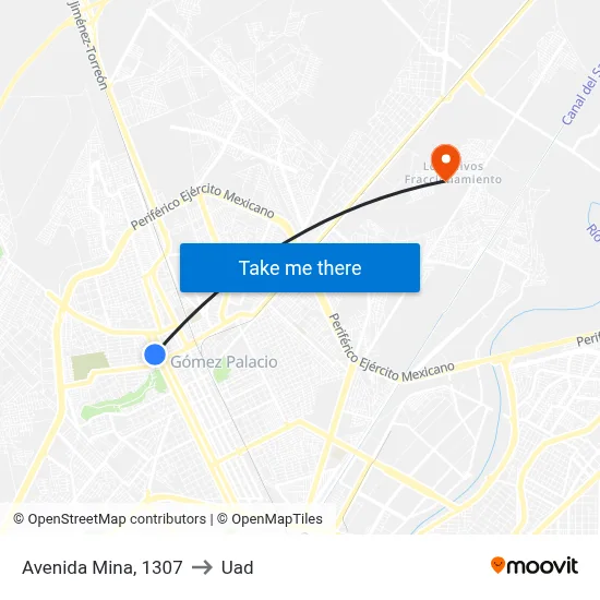 Avenida Mina, 1307 to Uad map