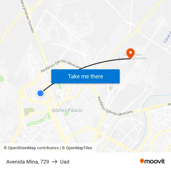 Avenida Mina, 729 to Uad map