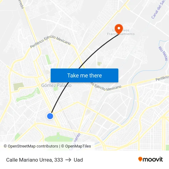 Calle Mariano Urrea, 333 to Uad map