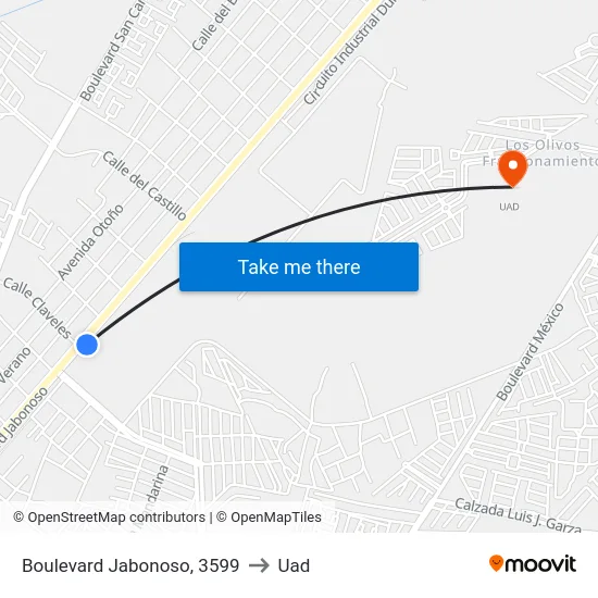 Boulevard Jabonoso, 3599 to Uad map
