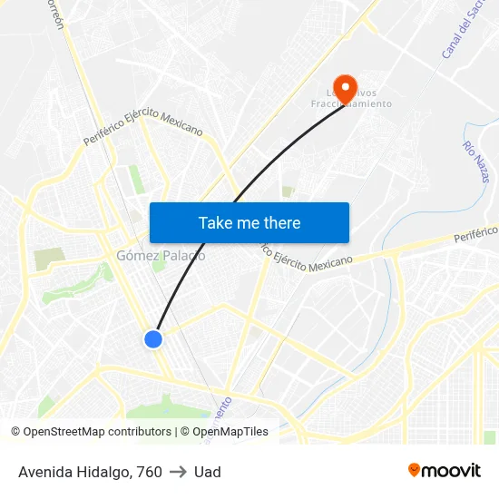 Avenida Hidalgo, 760 to Uad map
