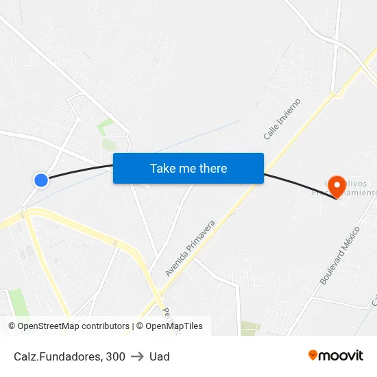 Calz.Fundadores, 300 to Uad map