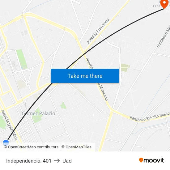 Independencia, 401 to Uad map