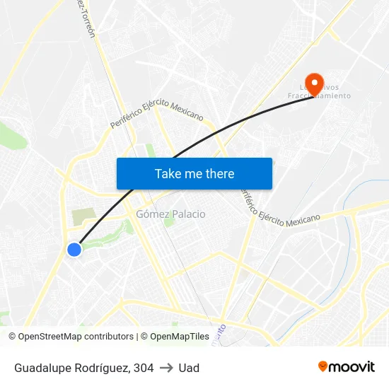 Guadalupe Rodríguez, 304 to Uad map