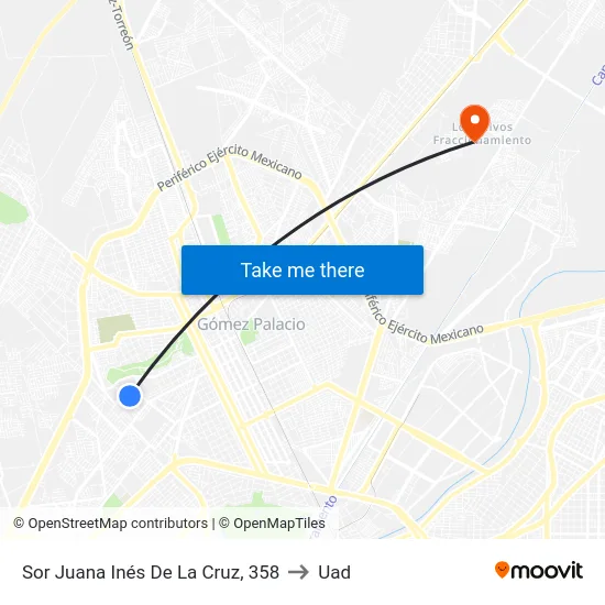 Sor Juana Inés De La Cruz, 358 to Uad map