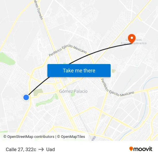 Calle 27, 322c to Uad map