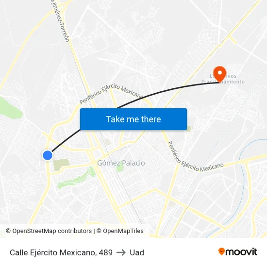 Calle Ejército Mexicano, 489 to Uad map