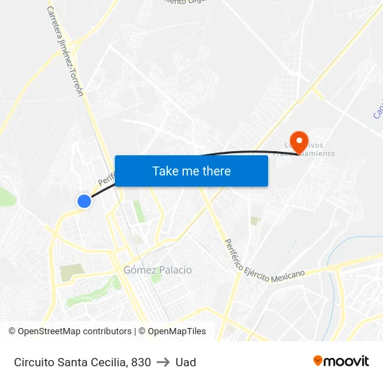Circuito Santa Cecilia, 830 to Uad map