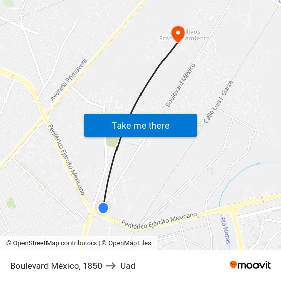 Boulevard México, 1850 to Uad map