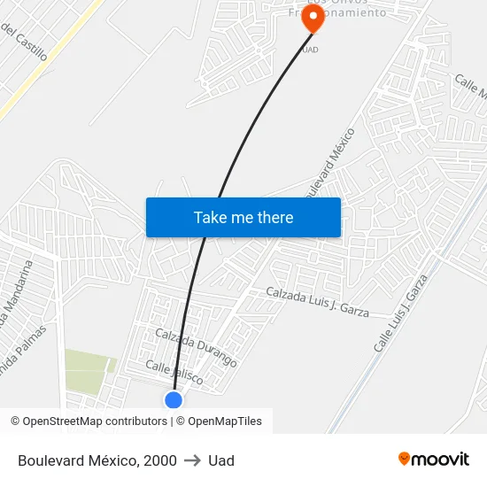 Boulevard México, 2000 to Uad map