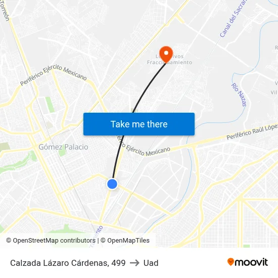 Calzada Lázaro Cárdenas, 499 to Uad map