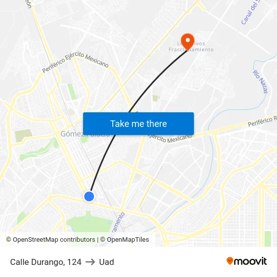 Calle Durango, 124 to Uad map