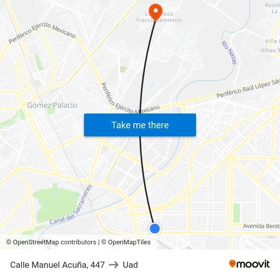 Calle Manuel Acuña, 447 to Uad map