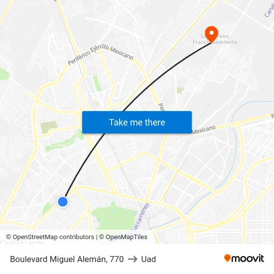 Boulevard Miguel Alemán, 770 to Uad map
