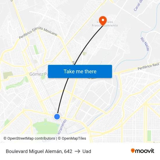 Boulevard Miguel Alemán, 642 to Uad map