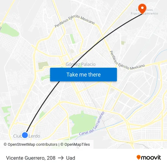 Vicente Guerrero, 208 to Uad map