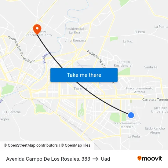 Avenida Campo De Los Rosales, 383 to Uad map