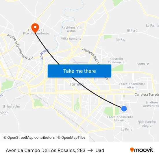 Avenida Campo De Los Rosales, 283 to Uad map