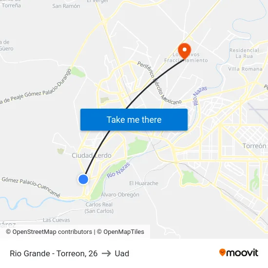Rio Grande - Torreon, 26 to Uad map