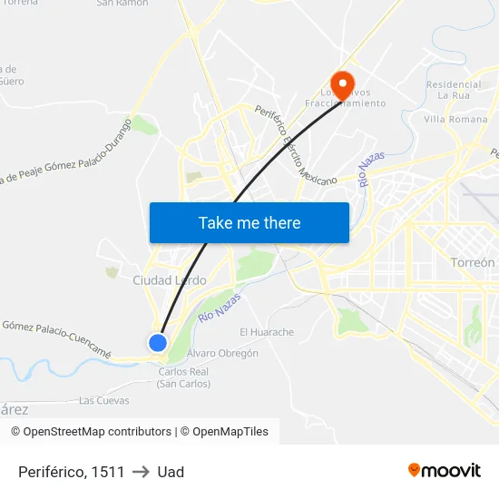 Periférico, 1511 to Uad map