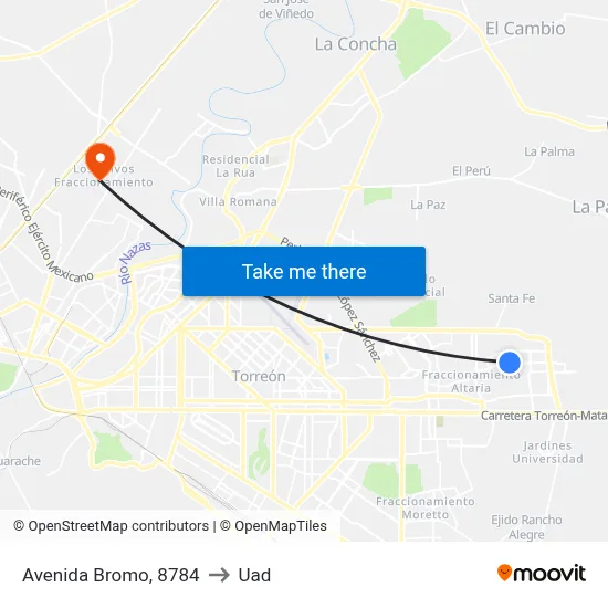 Avenida Bromo, 8784 to Uad map