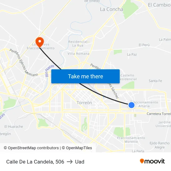 Calle De La Candela, 506 to Uad map