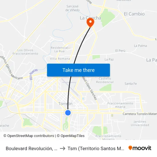 Boulevard Revolución, 3951 to Tsm (Territorio Santos Modelo) map